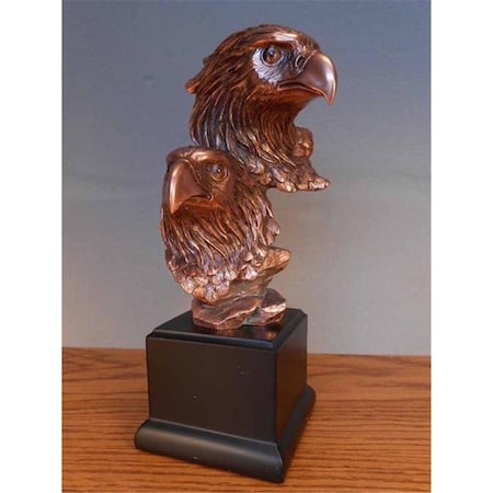 Dwellingdesigns F Two Eagle Heads Bronze Plated Resin Sculpture DW2619784